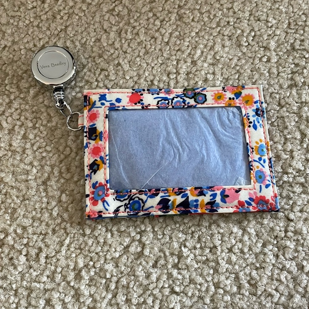 Vera Bradley badge holder with reel clip